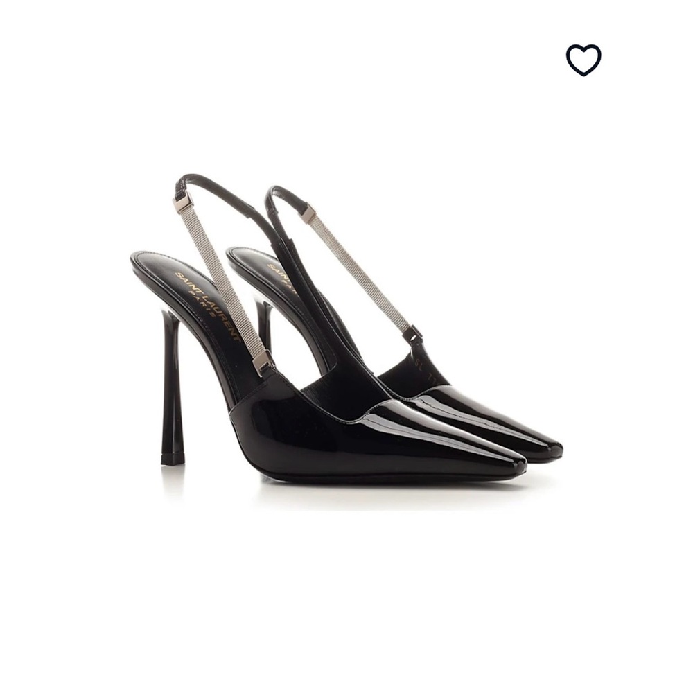 Saint Laurent Black Patent Leather Slingback Heels black 38,5 . 8,5